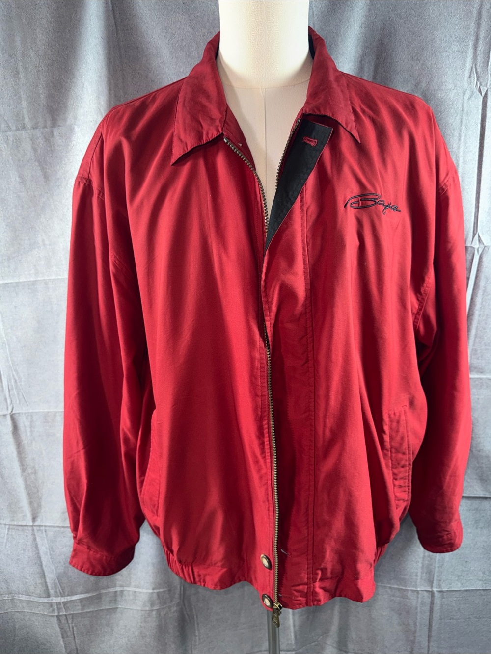 3028-Cutter & Buck Men's Red Zip-Front Bomber Jacket